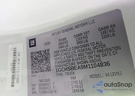 2021 Chevrolet Colorado 2Wd Long Box Wt из США, поврежденный, VIN 1GCHSBEA9M1104836